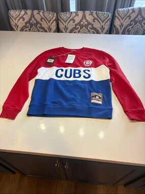 Mitchell & Ness Chicago Cubs Colorblock Crewneck - Red/White/Blue